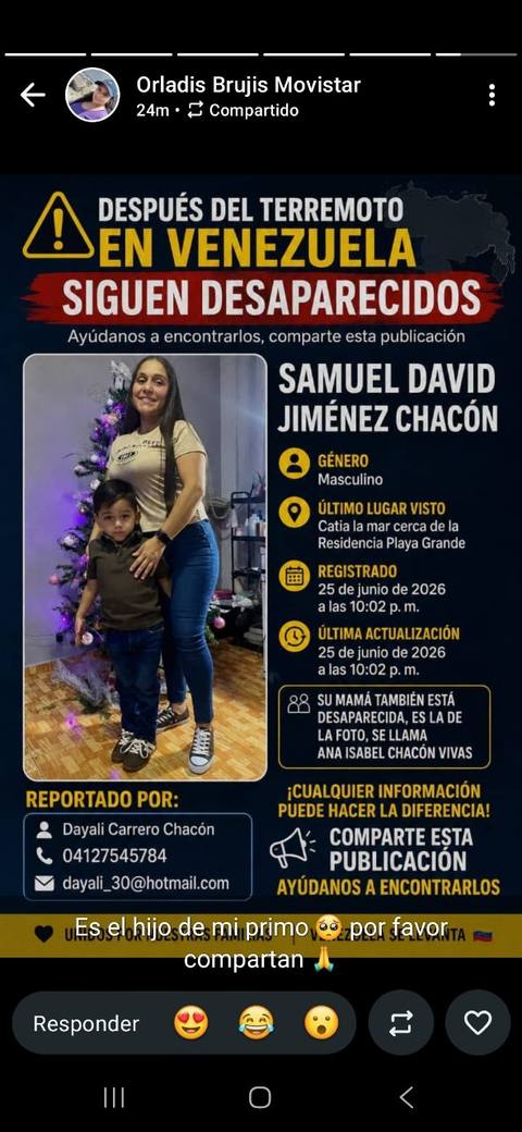 Foto de Sanuel david jimenes chacon. madre ana chacon